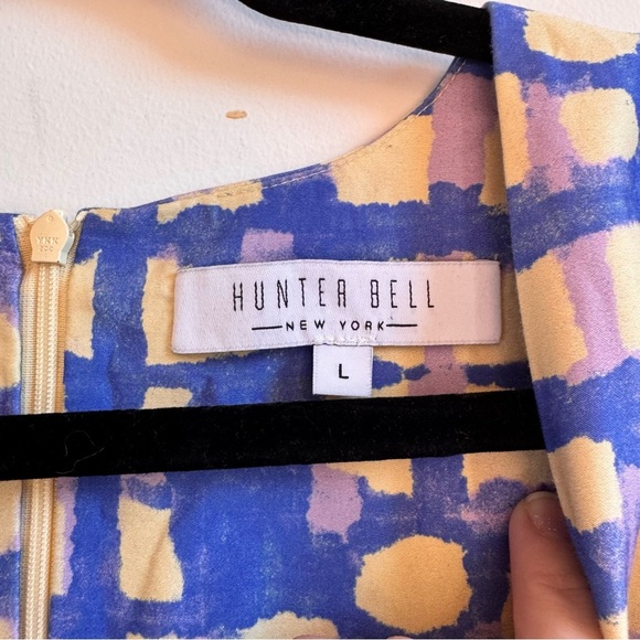 NWOT Hunter Bell Womens Palmer Midi Dress blue Cream Gingham Large - Picture 6 of 7